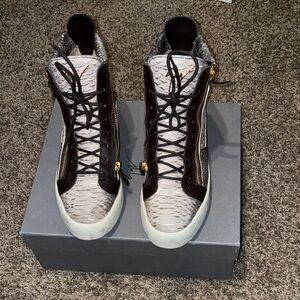 Giuseppe Zanotti Brown and Cream High-Top Sneakers
